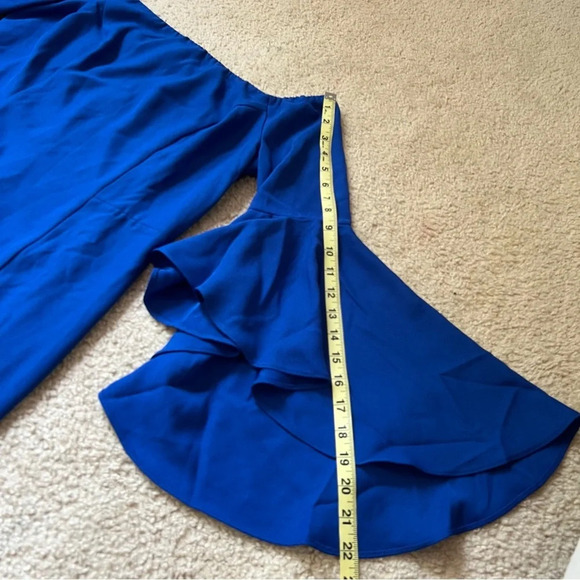 VENUS Womens Blue Dress Midi Off Shoulder Ruffle Sleeve Square Neckline Cocktail - Picture 14 of 16